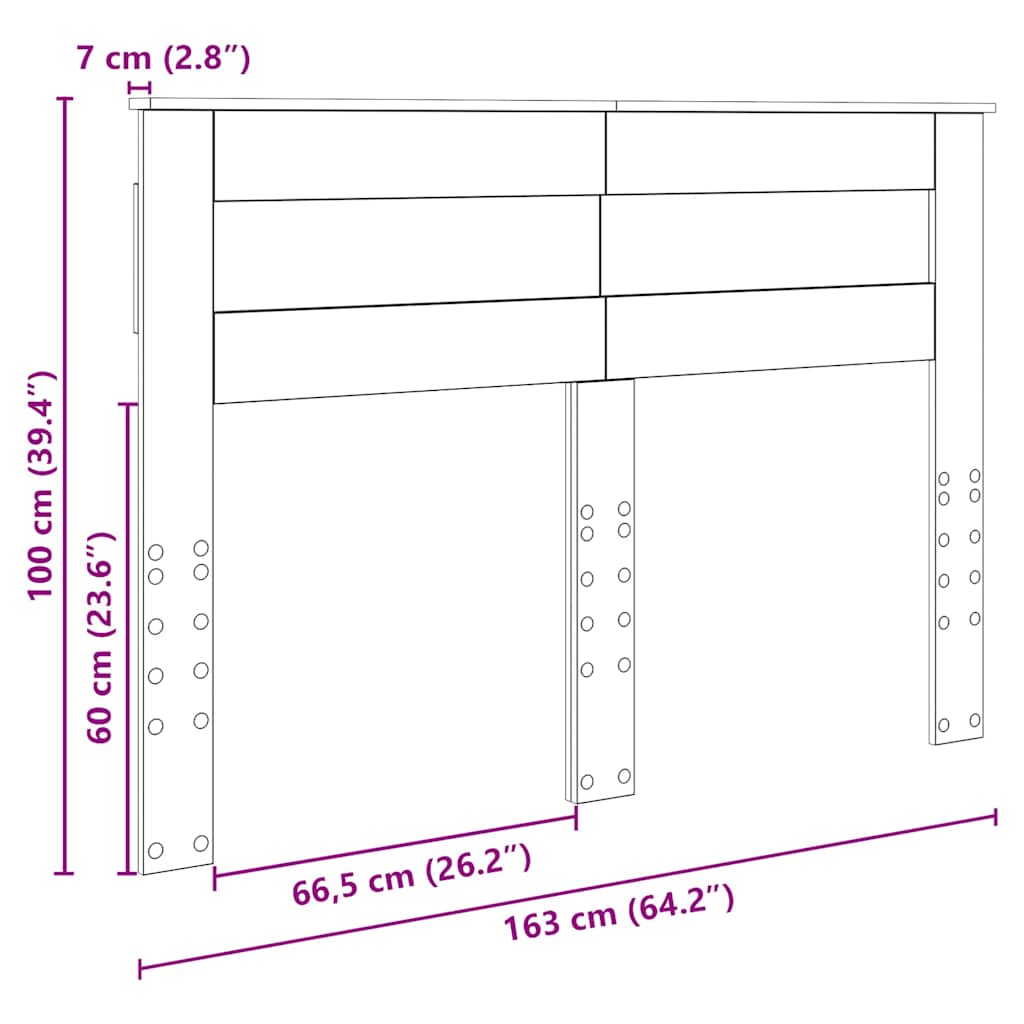 vidaXL Κεφαλάρι με κεφαλάρι Καπνιστό Δρύς 160 cm Επεξεργασμένο ξύλο