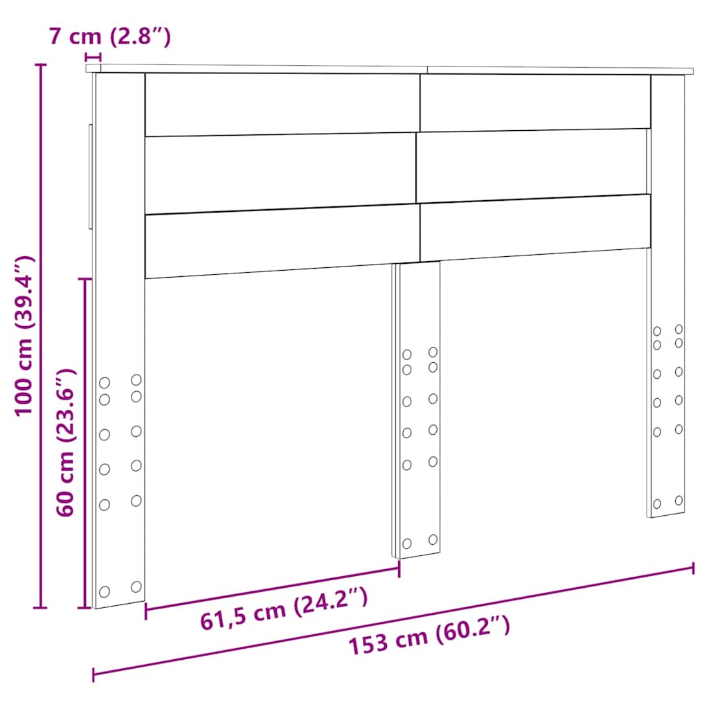 vidaXL Κεφαλάρι με κεφαλάρι Artisan Oak 150 cm Επεξεργασμένο ξύλο