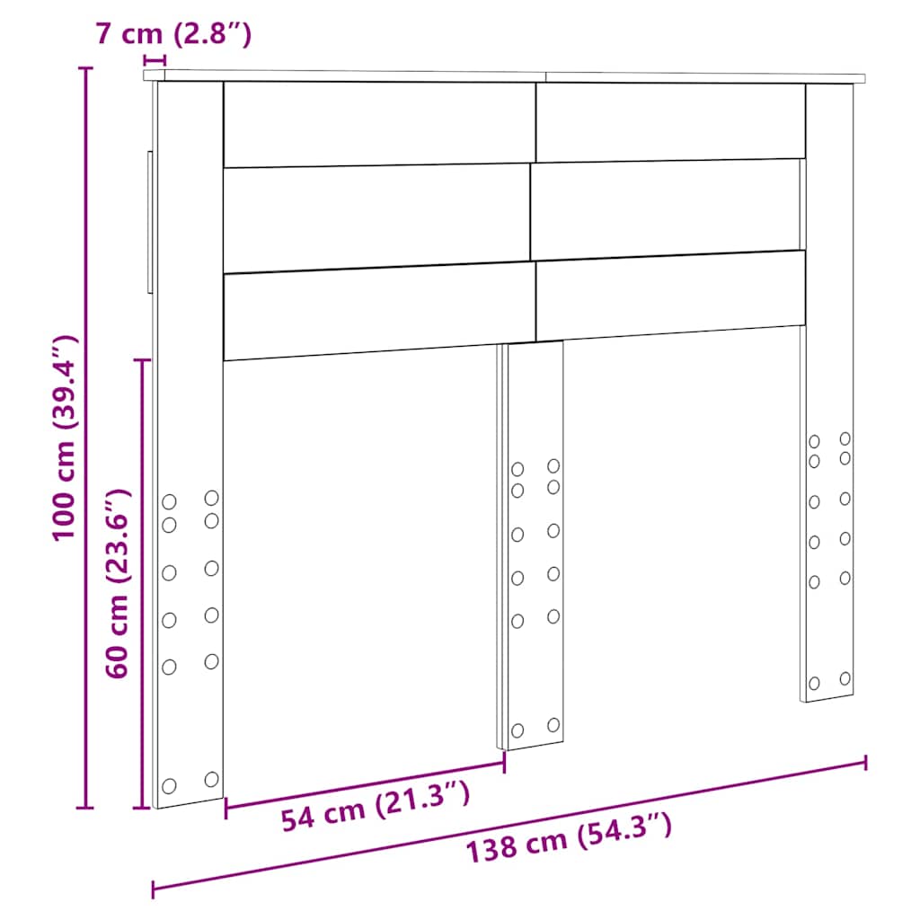 vidaXL Κεφαλάρι με κεφαλάρι Καπνιστό Δρύς 135 cm Επεξεργασμένο ξύλο