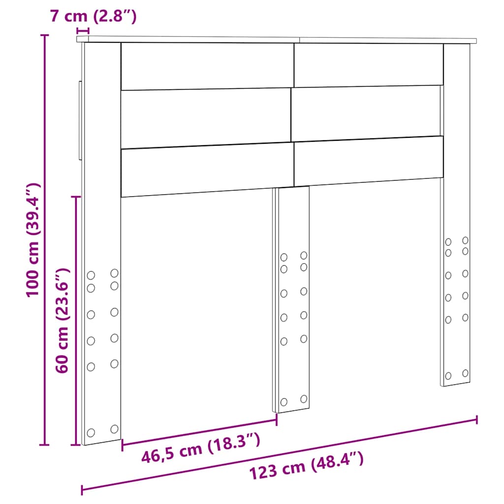 vidaXL Κεφαλάρι με κεφαλάρι Καπνιστό Δρύς 120 cm Επεξεργασμένο ξύλο