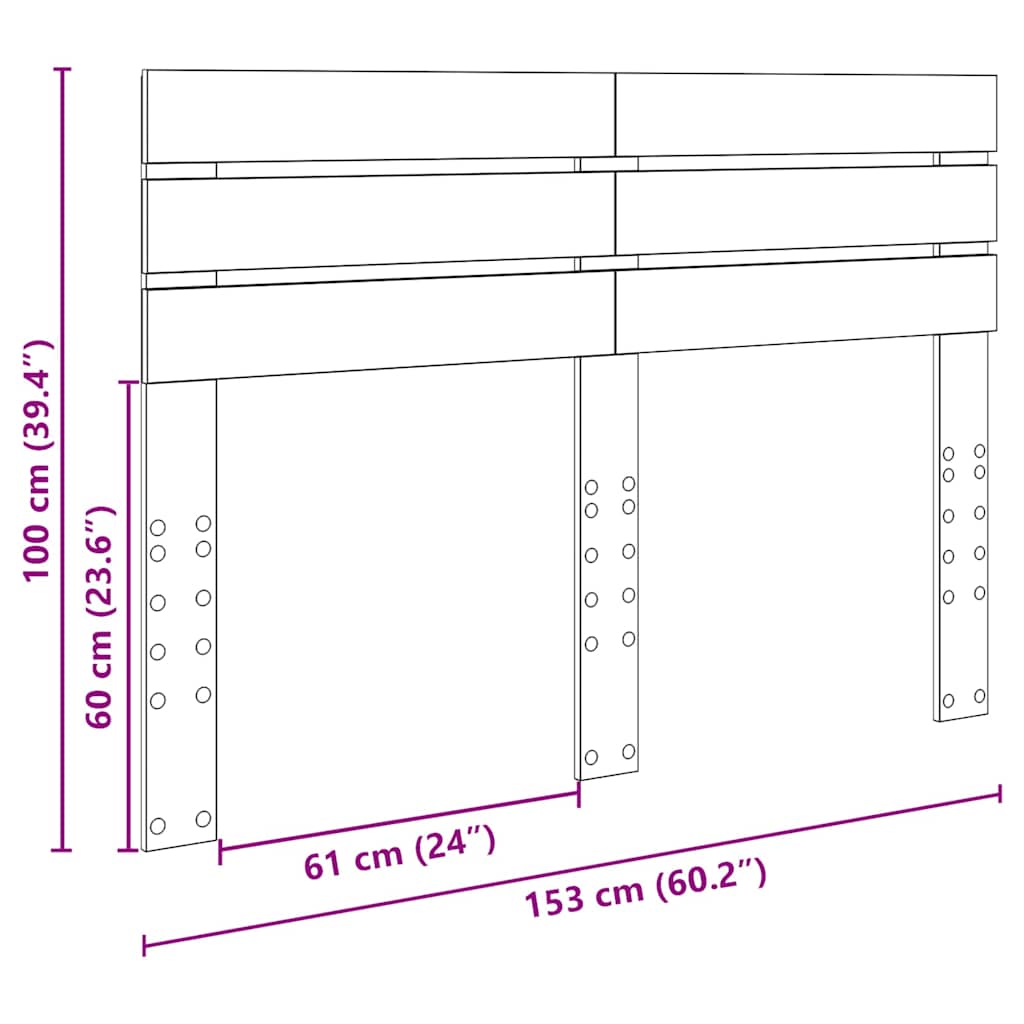 vidaXL Κεφαλάρι με κεφαλάρι Artisan Oak 150 cm Επεξεργασμένο ξύλο