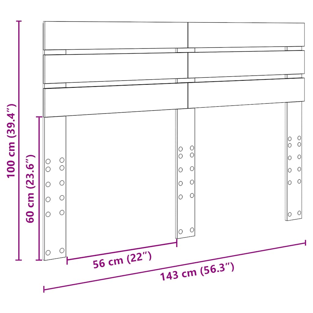 vidaXL Κεφαλάρι με κεφαλάρι Παλιό Ξύλο 140 cm Επεξεργασμένο ξύλο