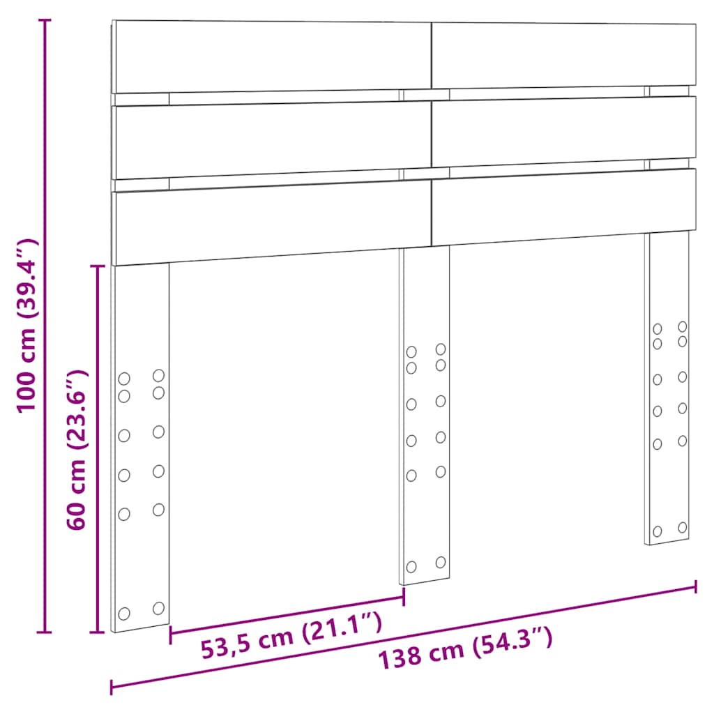 vidaXL Κεφαλάρι με κεφαλάρι Δρύς Sonoma 135 cm Επεξεργασμένο ξύλο