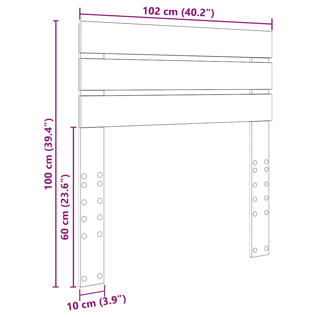 vidaXL Κεφαλάρι με κεφαλάρι Καπνιστό Δρύς 100 cm Επεξεργασμένο ξύλο