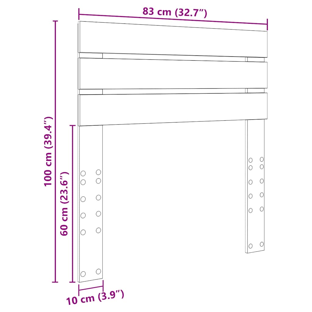 vidaXL Κεφαλάρι με κεφαλάρι Λευκό 80 cm Επεξεργασμένο ξύλο