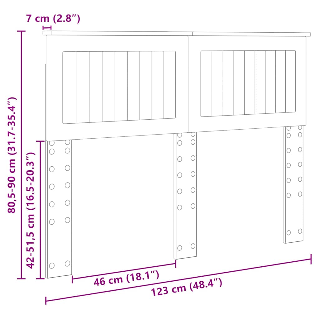 vidaXL Κεφαλάρι με κεφαλάρι Artisan Oak 120 cm Επεξεργασμένο ξύλο