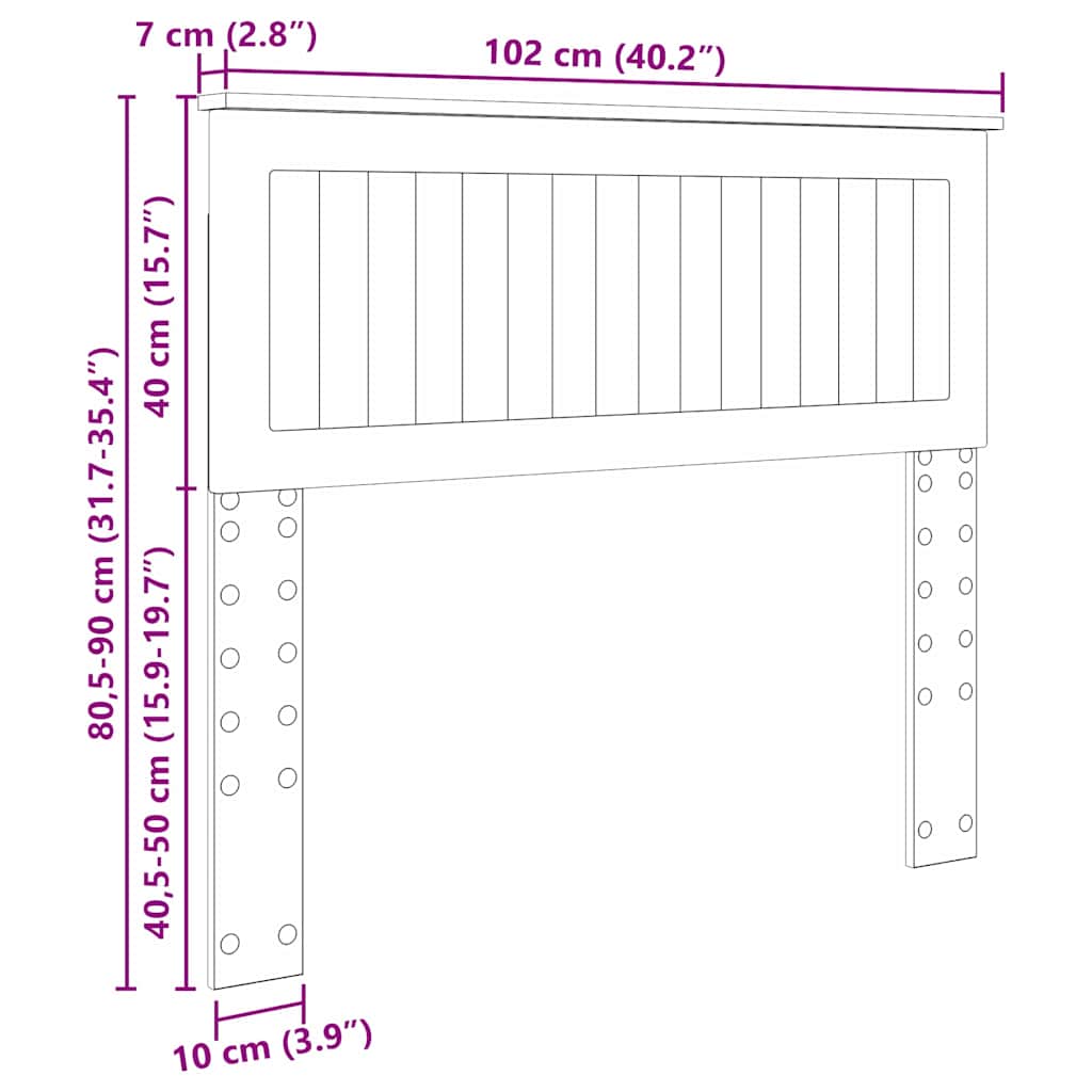 vidaXL Κεφαλάρι με κεφαλάρι Μαύρη Οξυά 100 cm Επεξεργασμένο ξύλο
