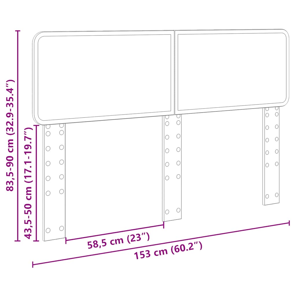 vidaXL Κεφαλάρι με κεφαλάρι Καφέ δρυς 150 cm Επεξεργασμένο ξύλο
