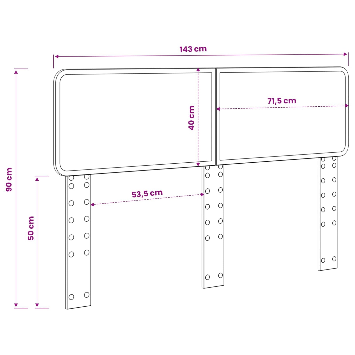 vidaXL Κεφαλάρι με κεφαλάρι Λευκό 140 cm Επεξεργασμένο ξύλο