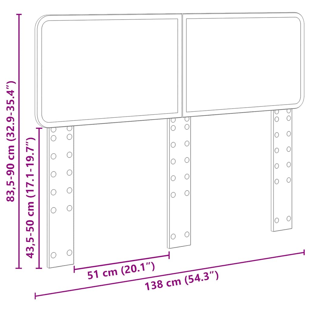 vidaXL Κεφαλάρι με κεφαλάρι Artisan Oak 135 cm Επεξεργασμένο ξύλο