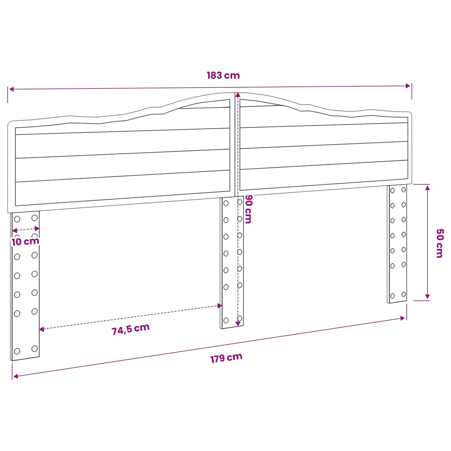 vidaXL Κεφαλάρι με κεφαλάρι Σκυρόδεμα Γκρι 180 cm Επεξεργασμένο ξύλο