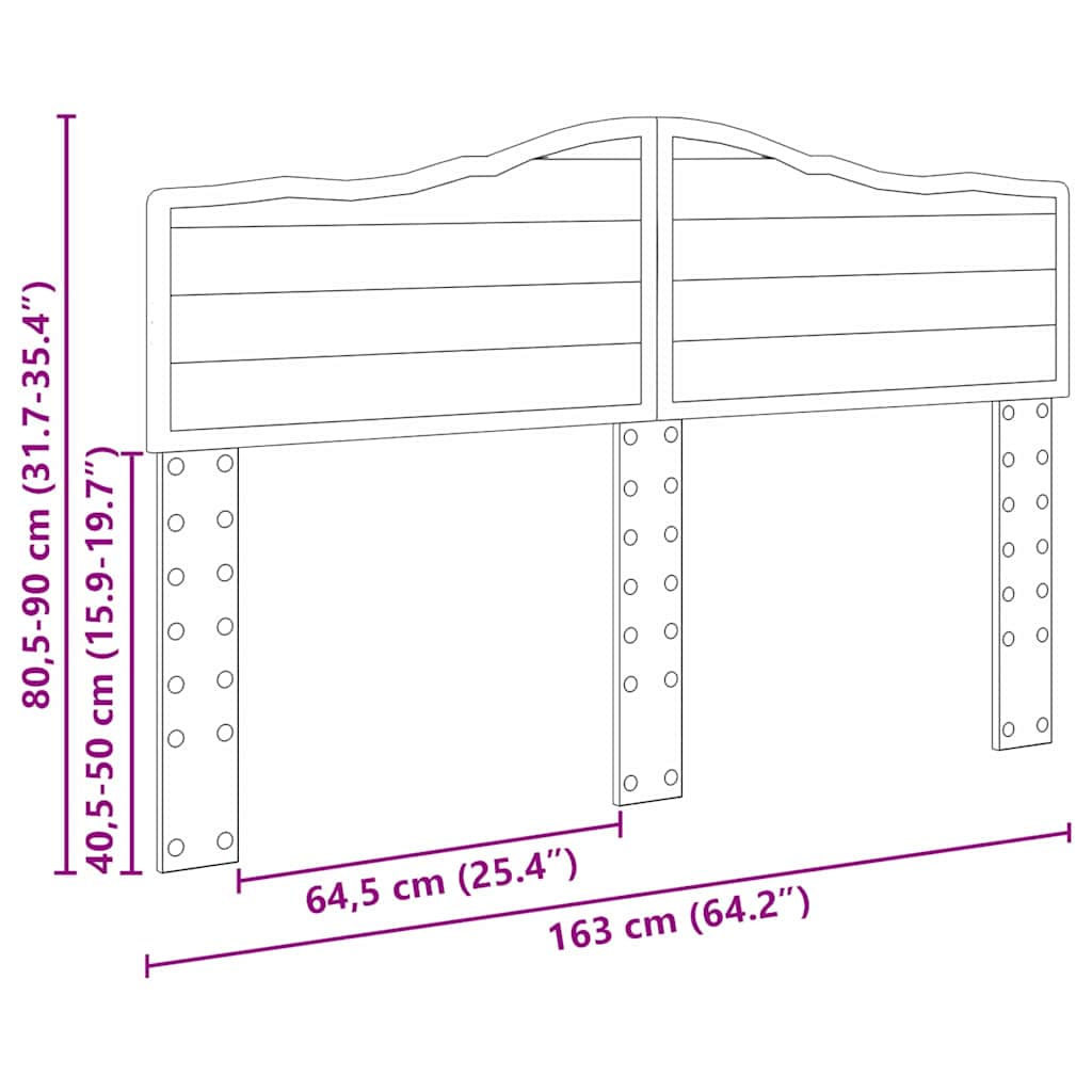 vidaXL Κεφαλάρι με κεφαλάρι Γκρίζο Σονομα 160 cm Επεξεργασμένο ξύλο