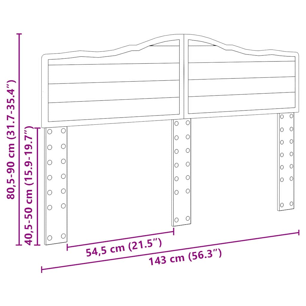 vidaXL Κεφαλάρι με κεφαλάρι Δρύς Sonoma 140 cm Επεξεργασμένο ξύλο