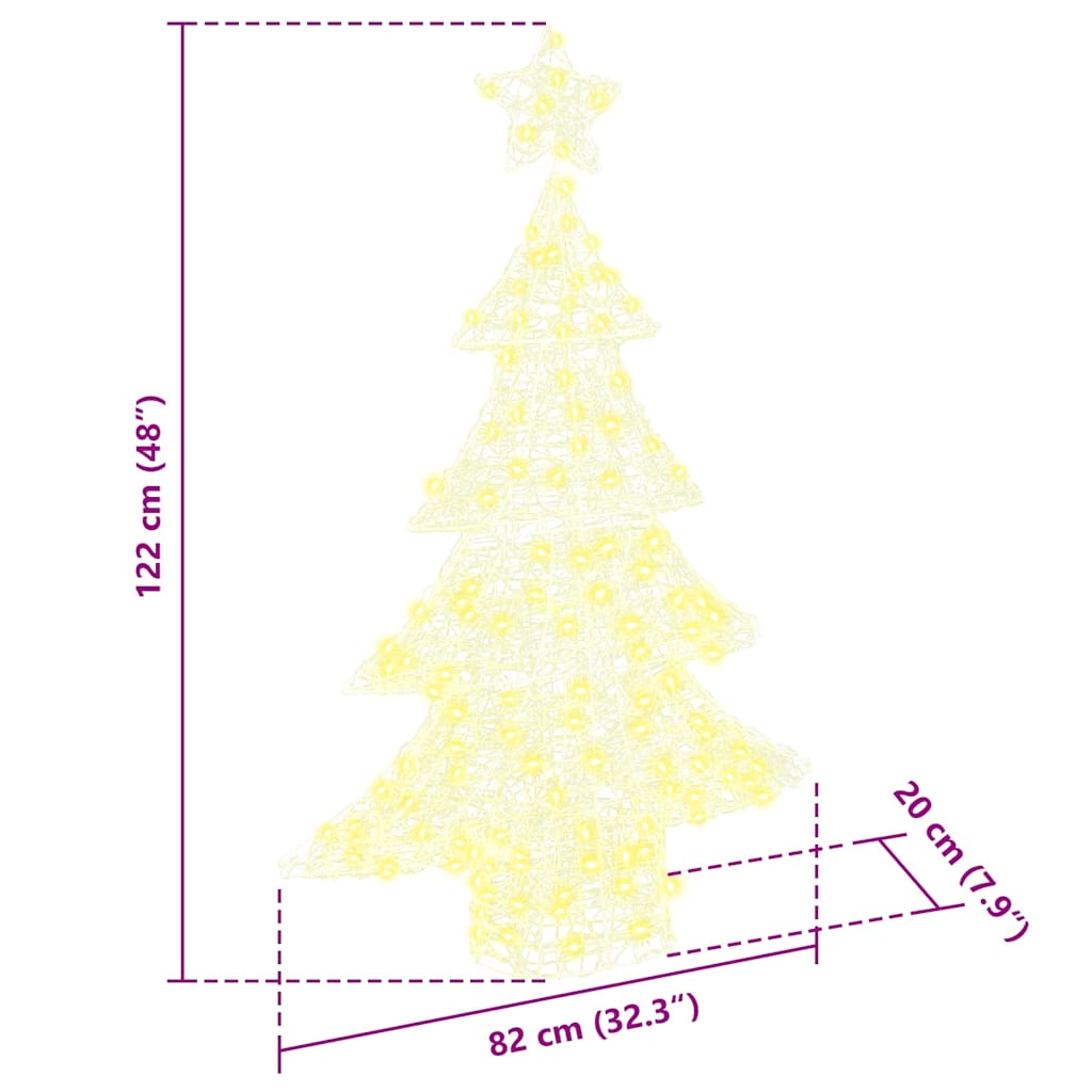 vidaXL Χριστουγεννιάτικο Δέντρο με 100 LED Θερμό λευκό 120 cm Ακρυλικό