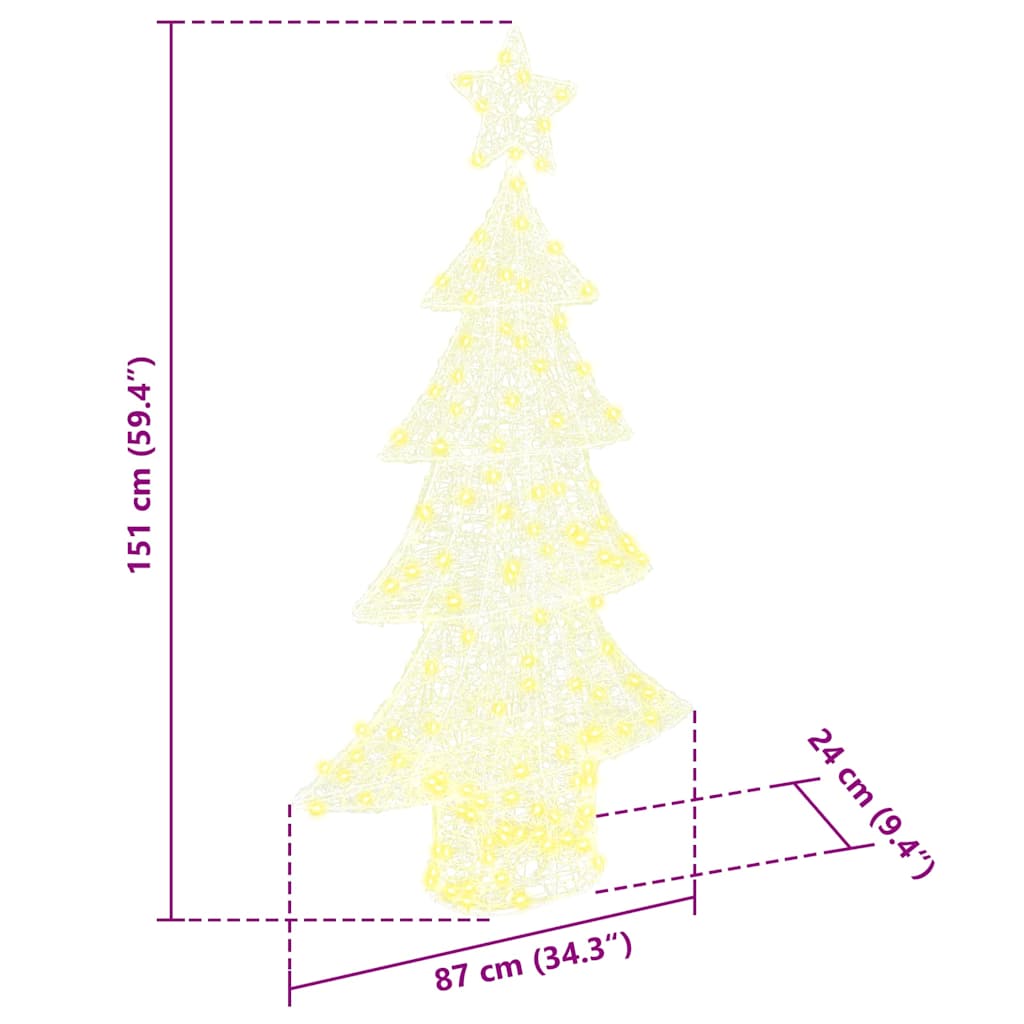vidaXL Χριστουγεννιάτικο Δέντρο με 160 LED Θερμό λευκό 150 cm Ακρυλικό