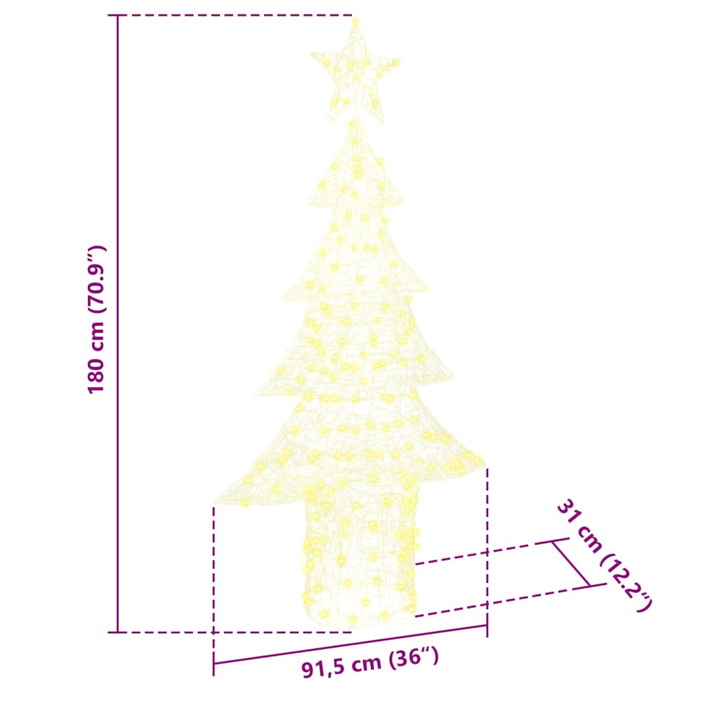 vidaXL Χριστουγεννιάτικο Δέντρο με 240 LED Θερμό λευκό 180 cm Ακρυλικό