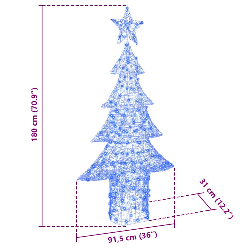 vidaXL Χριστουγεννιάτικο Δέντρο με 240 LED Μπλε 180 cm Ακρυλικό