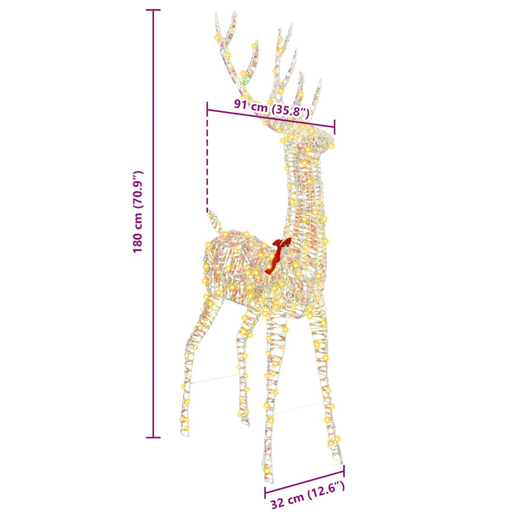 vidaXL 3D ελάφι Θερμό λευκό 180 cm PET