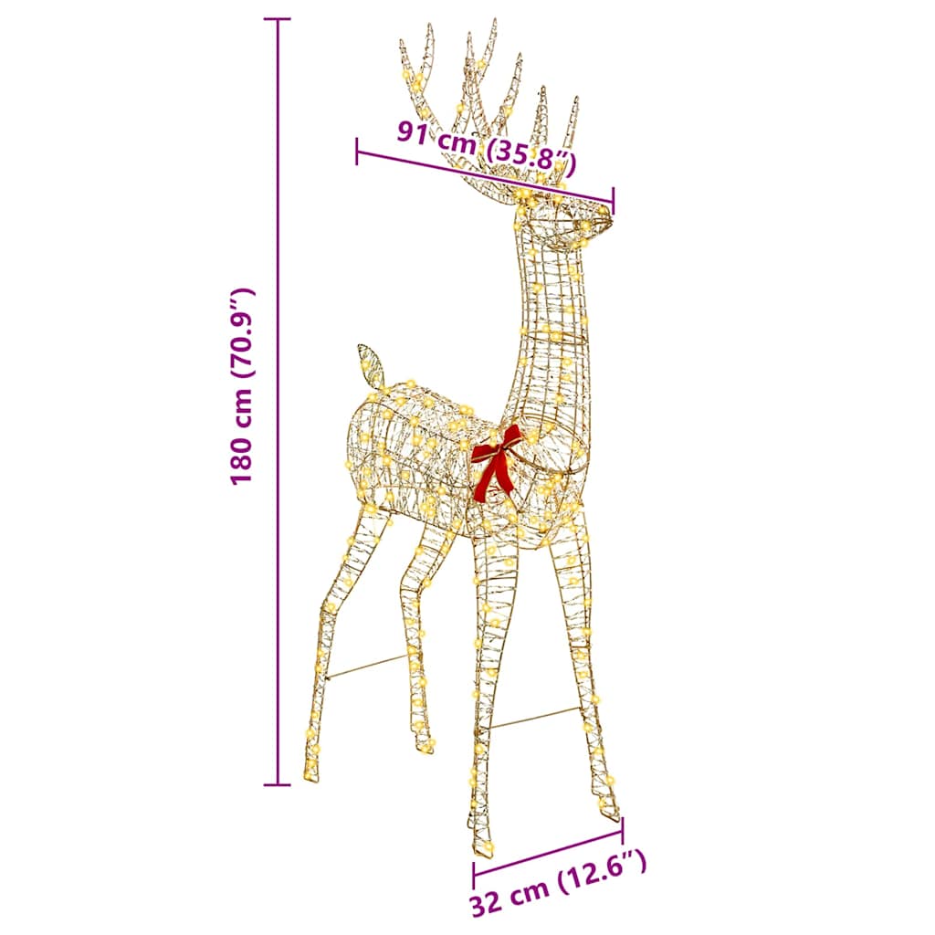 vidaXL 3D ελάφι Θερμό λευκό 180 cm PET