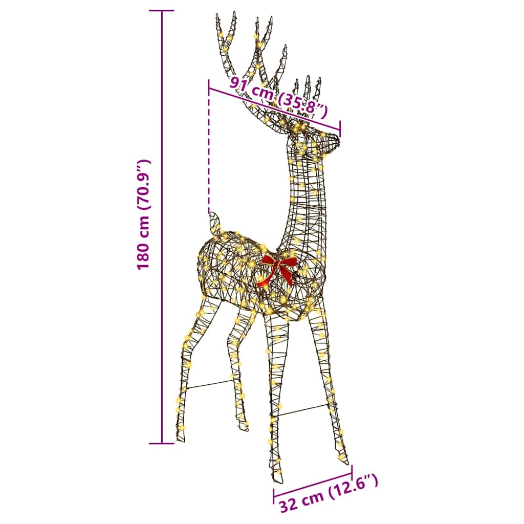 vidaXL 3D ελάφι Θερμό λευκό 180 cm Ρατάν