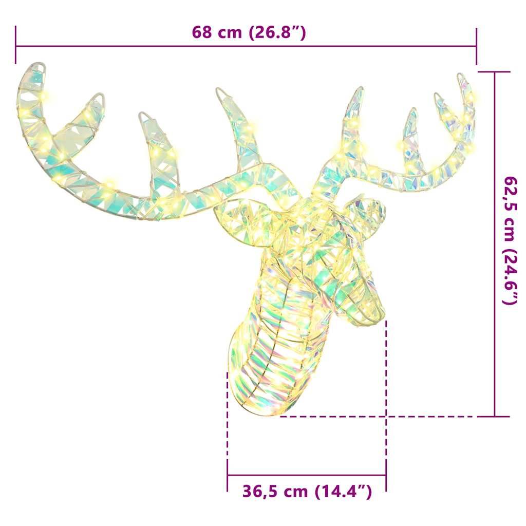 vidaXL Έλκηθρο με Ελάφια Θερμό λευκό 60 cm PET