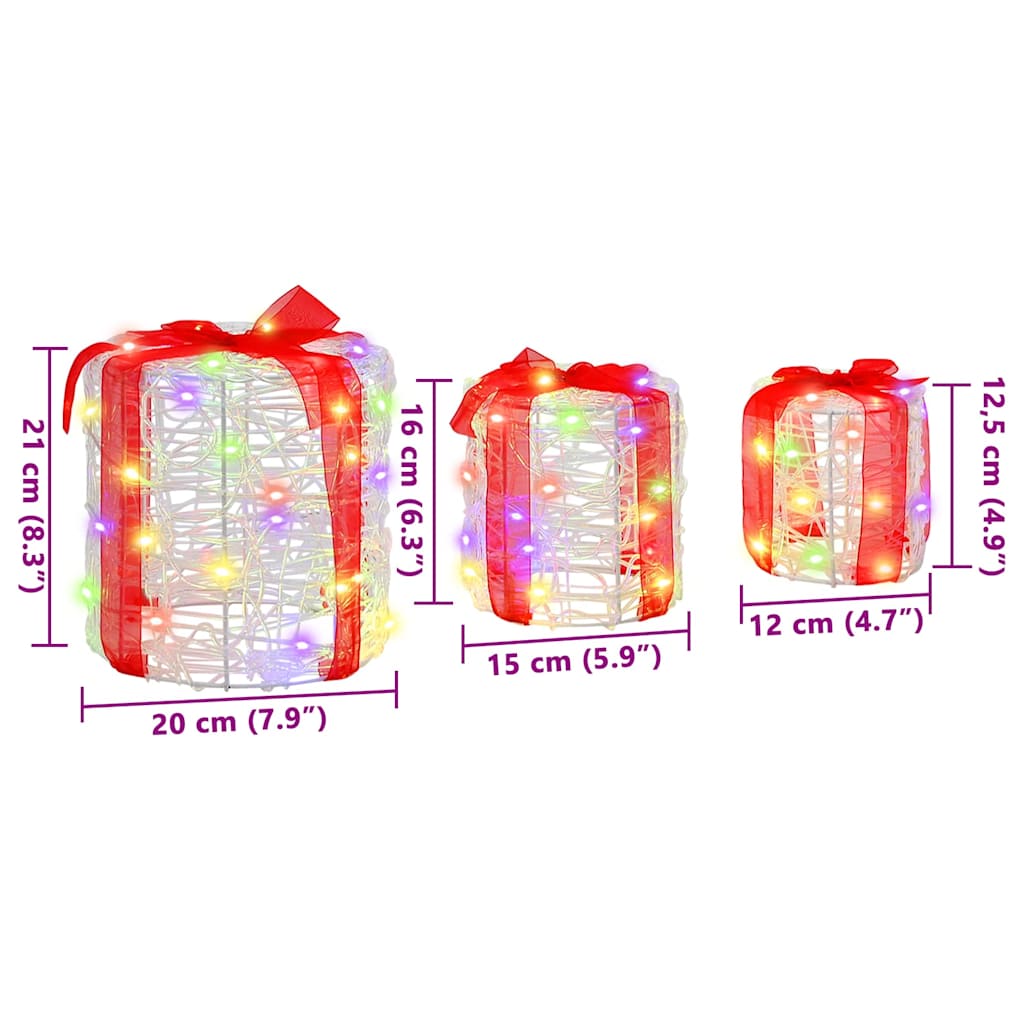 vidaXL Διακόσμηση Κουτιού Δώρου 3 pcs πολύχρωμο 20 x 20 x 21 εκ