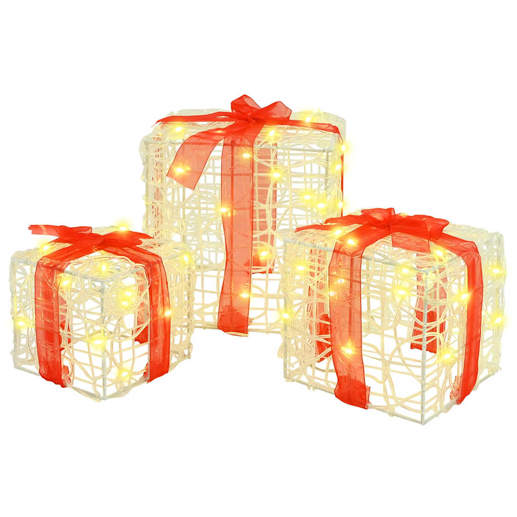 vidaXL Κουτί Δώρου 3 pcs Θερμό λευκό 20 x 20 x 20 εκ. Ακρυλικό