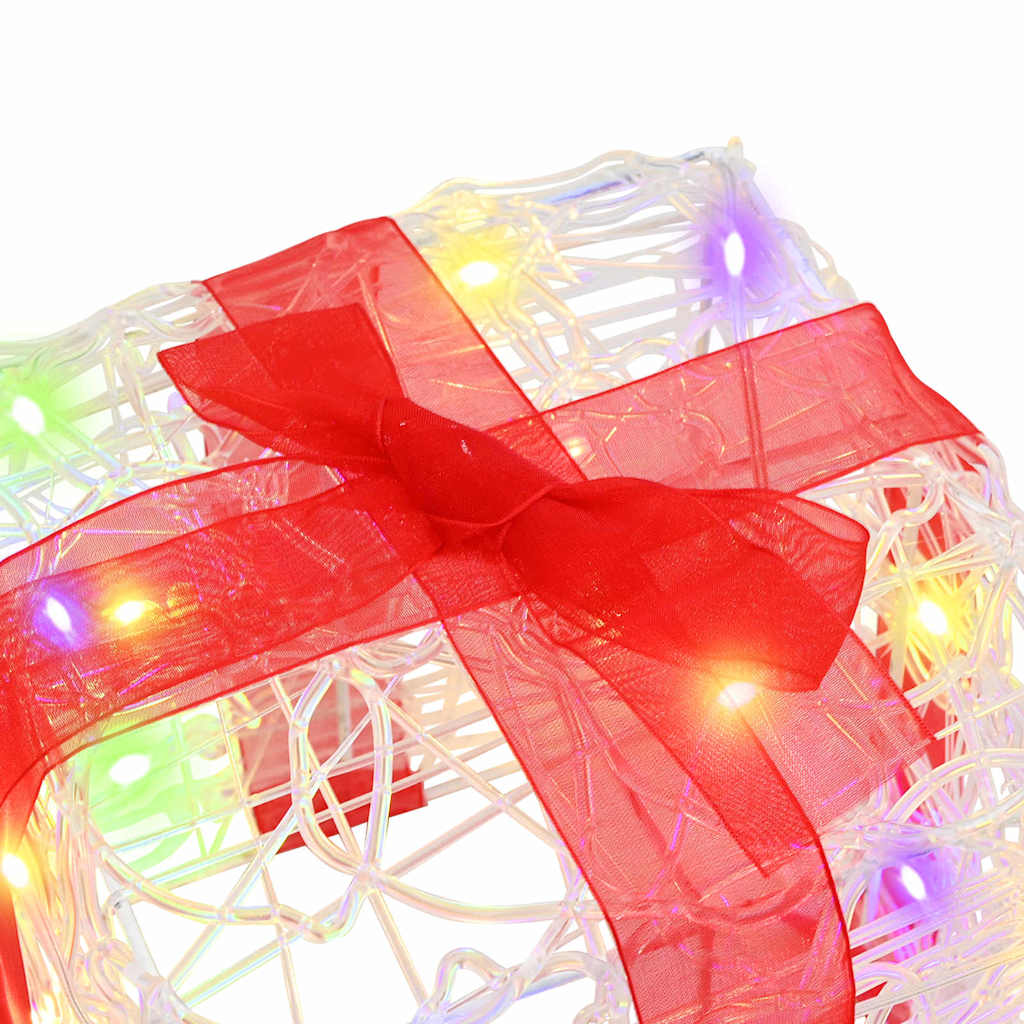 vidaXL Κουτί Δώρου με 60 LED 3 pcs Πολύχρωμο 20 x 20 x 20 εκ. Ακρυλικό