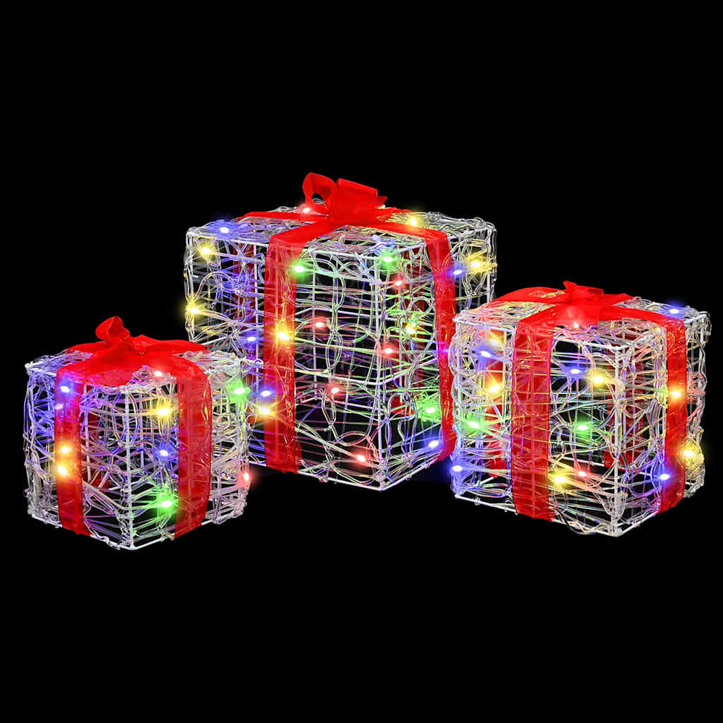 vidaXL Κουτί Δώρου με 60 LED 3 pcs Πολύχρωμο 20 x 20 x 20 εκ. Ακρυλικό