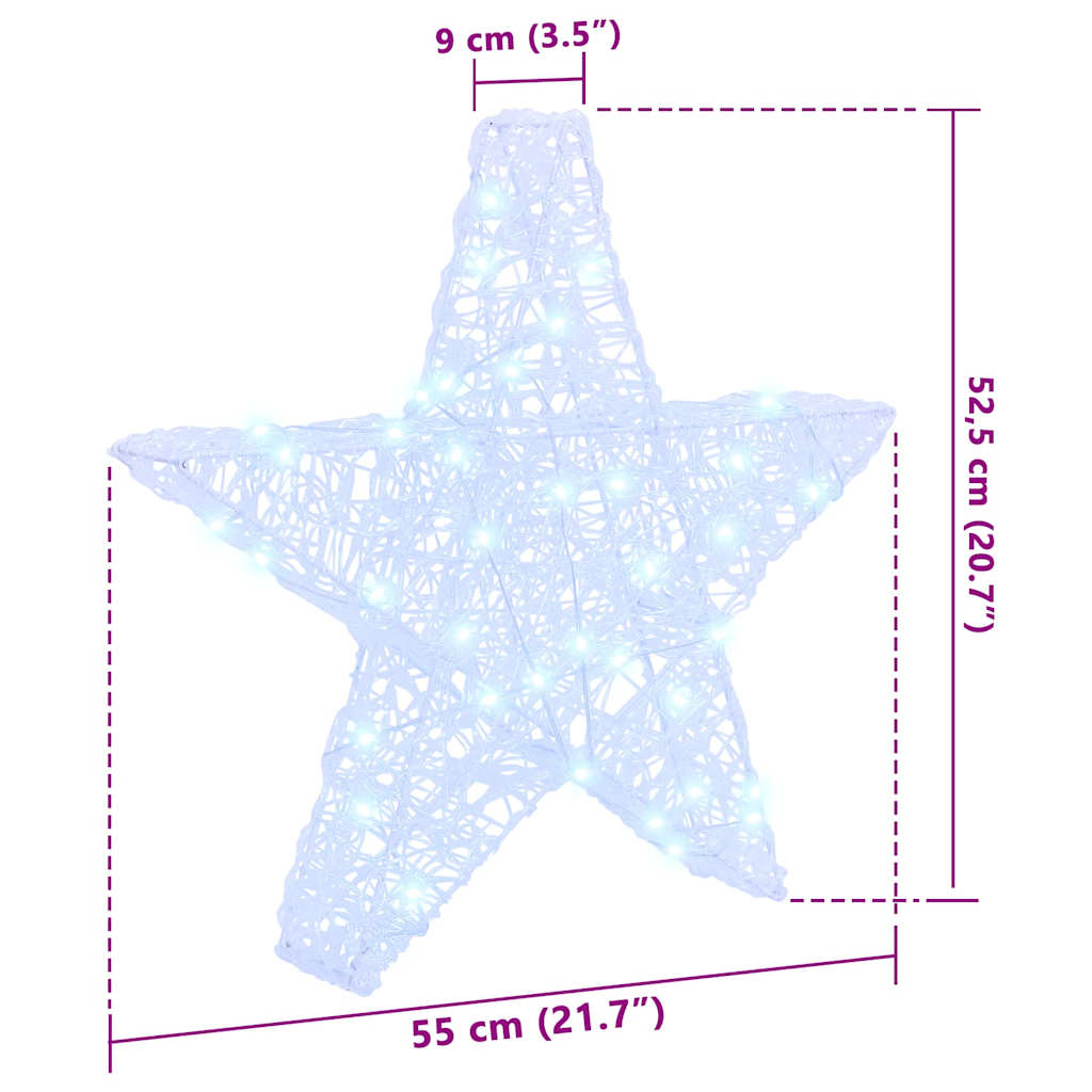 vidaXL 3D Αστέρι με 50 LED Ψυχρό λευκό 55 x 53.5 x 10 εκ Ακρυλικό