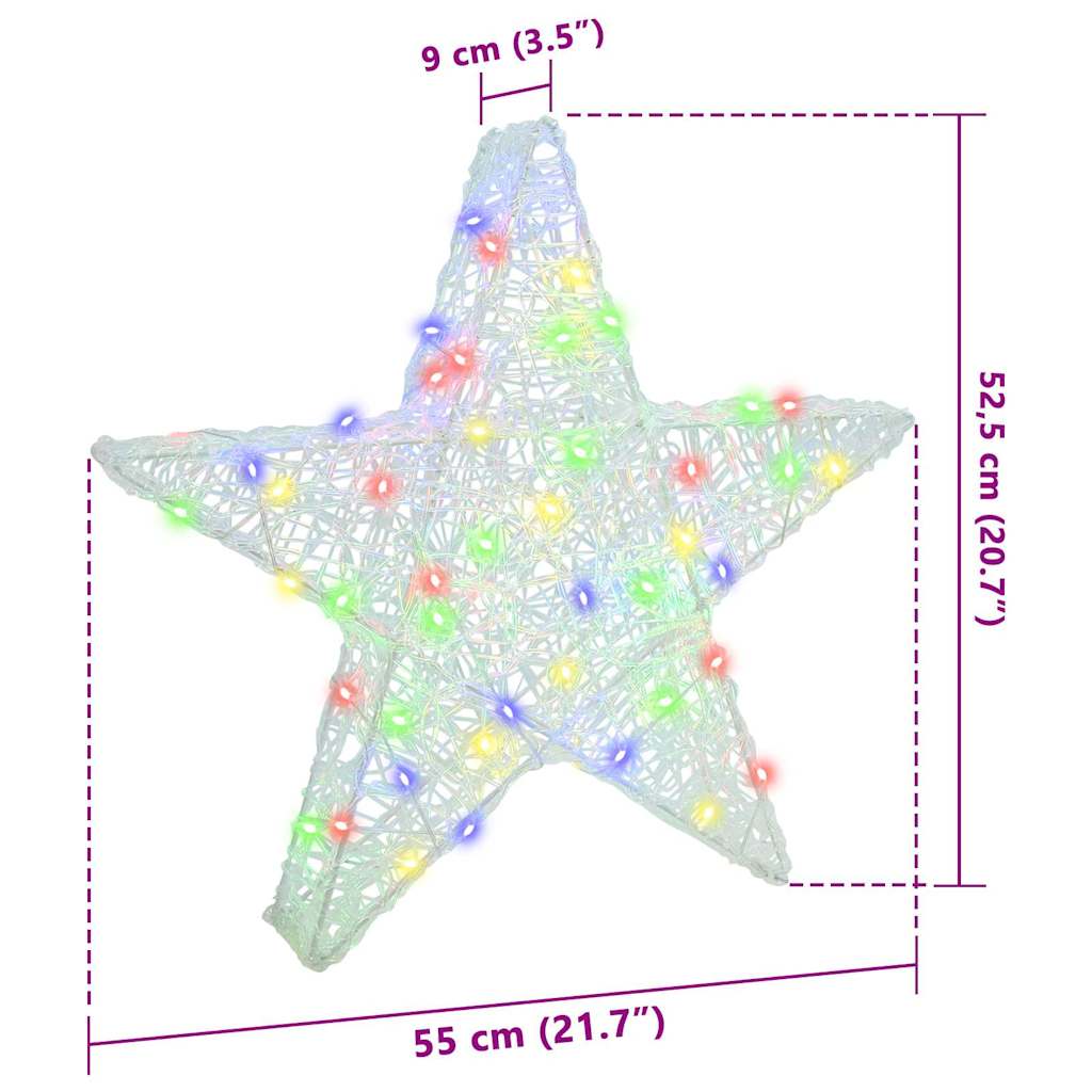 vidaXL 3D Αστέρι με 50 LED Πολύχρωμο 55 x 53.5 x 10 εκ Ακρυλικό