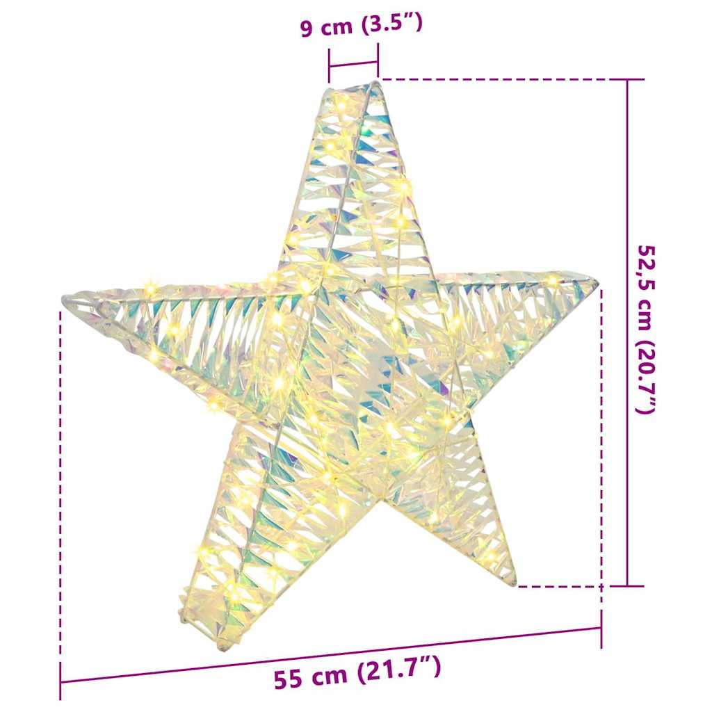 vidaXL 3D Αστέρι με 50 LED Θερμό λευκό 55 x 52.5 x 9 εκ PET