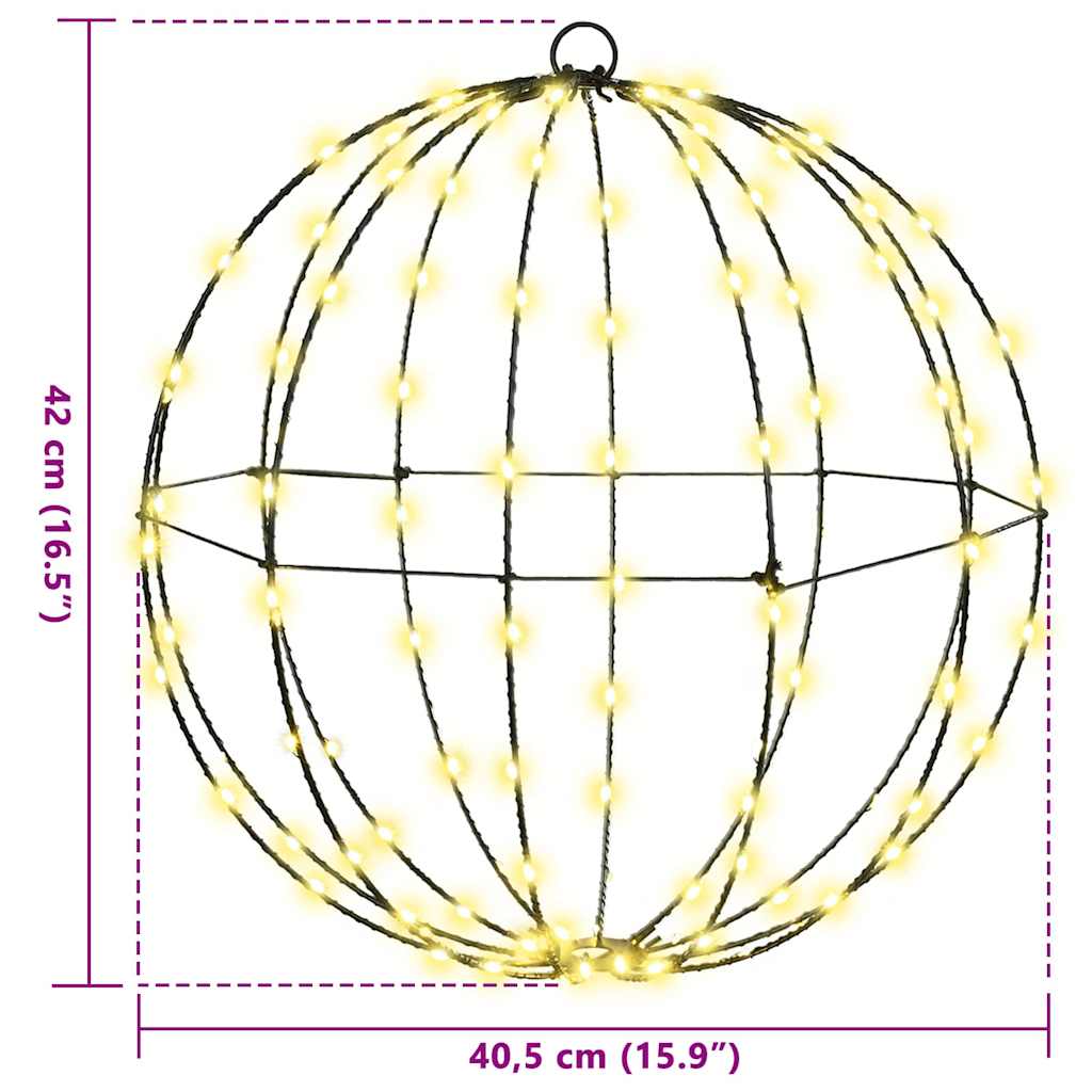 vidaXL Μπάλα με 120 LED Θερμό λευκό 40 cm Μέταλλο