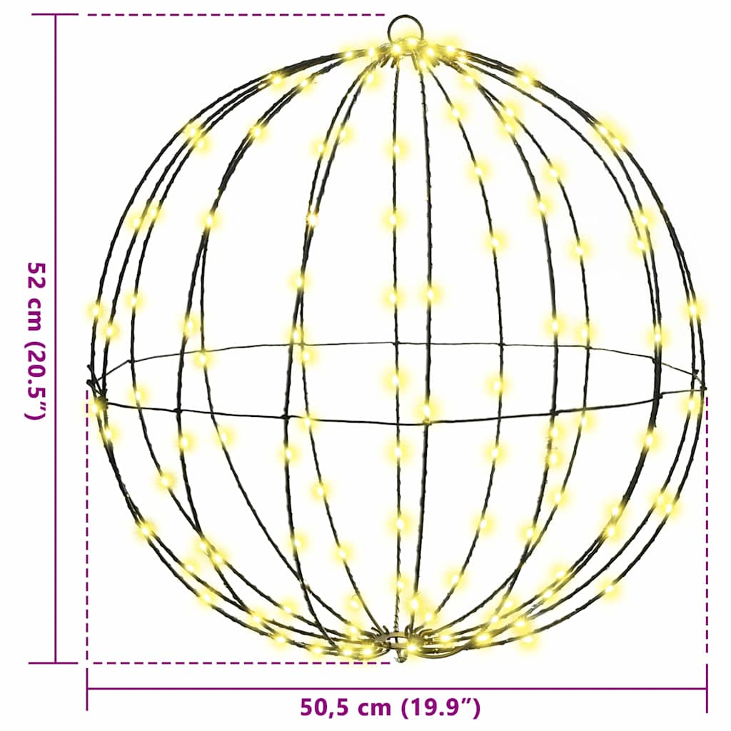 vidaXL Μπάλα με 160 LED Θερμό λευκό 50 cm Μέταλλο