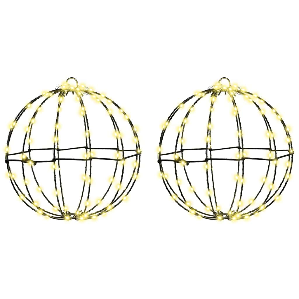 vidaXL Μπάλα με 192 LED 2 pcs Θερμό λευκό 30 cm Μέταλλο