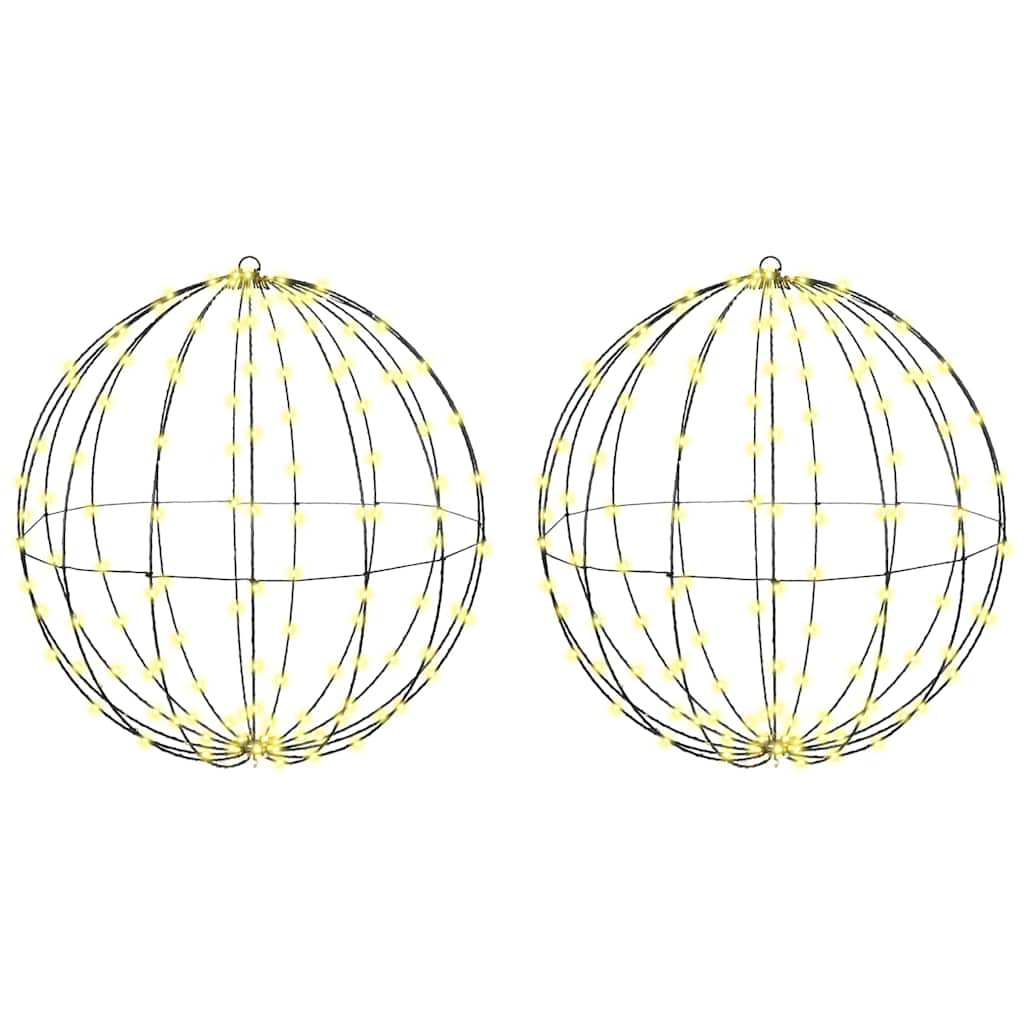 vidaXL Μπάλα με 384 LED 2 pcs Θερμό λευκό 60 cm Μέταλλο