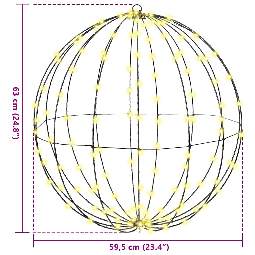 vidaXL Μπάλα με 384 LED 2 pcs Θερμό λευκό 60 cm Μέταλλο