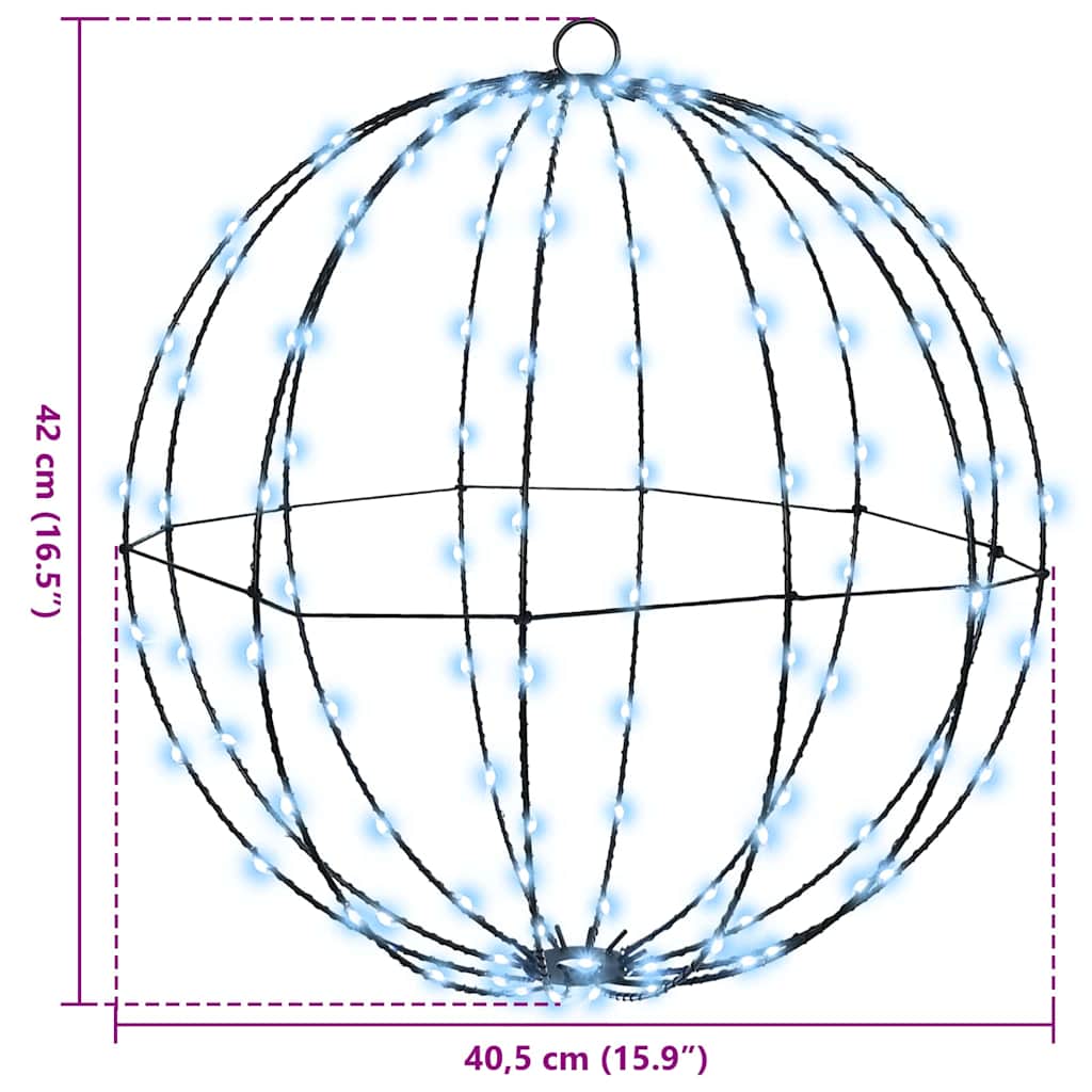 vidaXL Μπάλα με 192 LED 2 pcs Ψυχρό λευκό 40 cm Μέταλλο