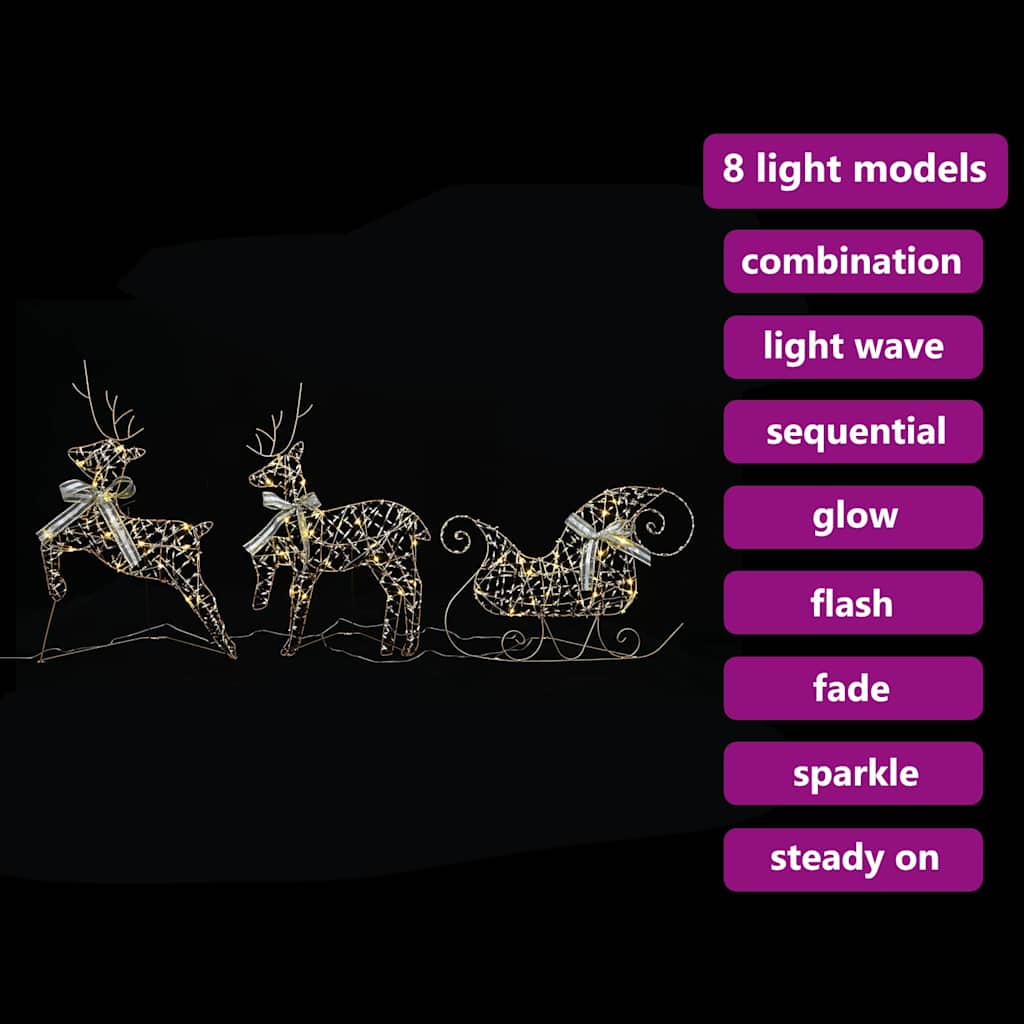 vidaXL LED Ρούντερ με 60 LED 3 pcs Θερμό λευκό PET