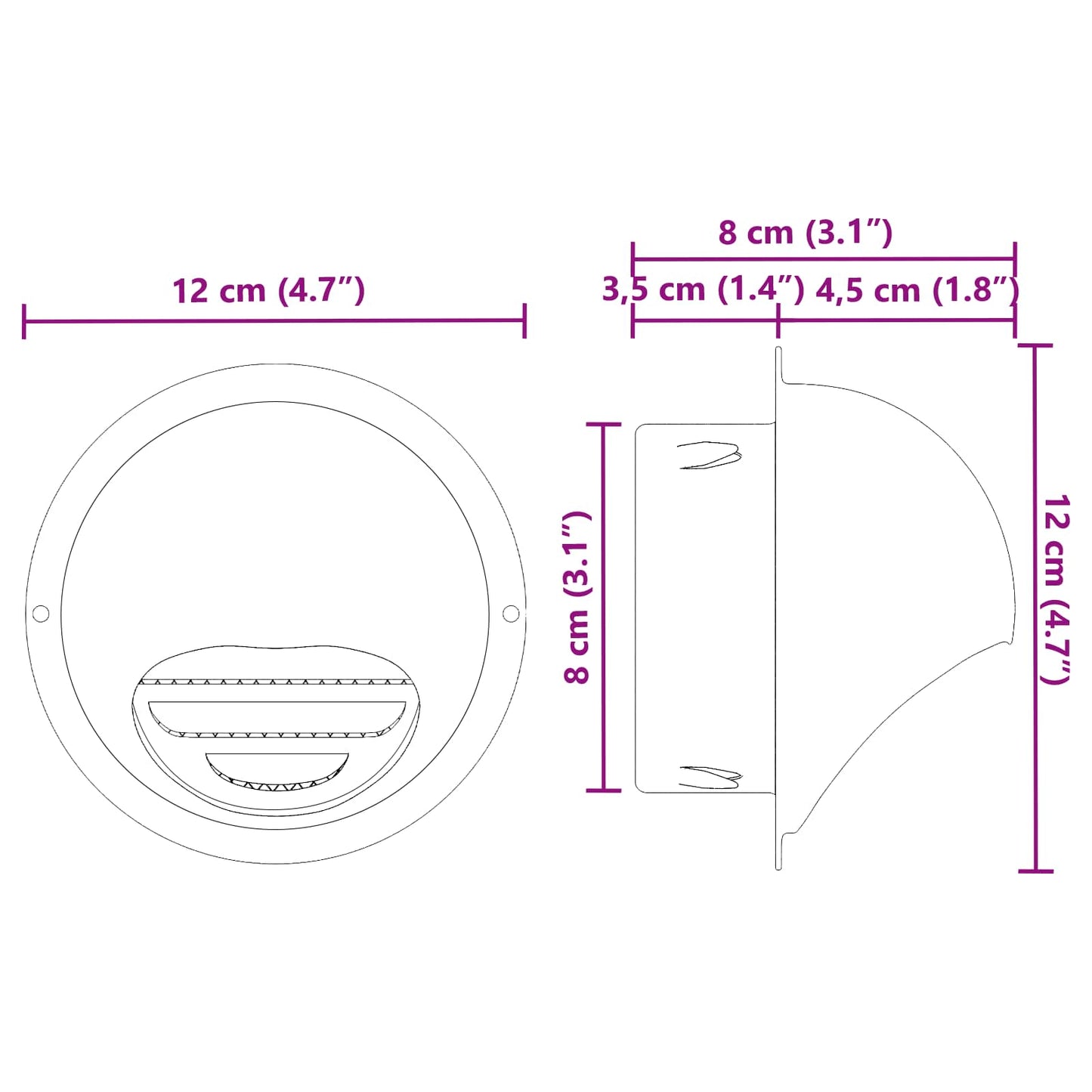 vidaXL Καπάκια Αερισμού 8 pcs Ασημί 80 mm Ανοξείδωτο ατσάλι