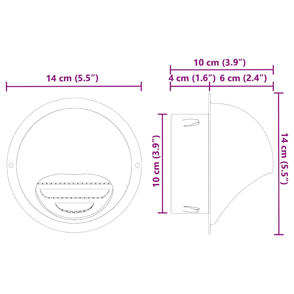 vidaXL Καπάκια Αερισμού 8 pcs Ασημί 100 mm Ανοξείδωτο ατσάλι