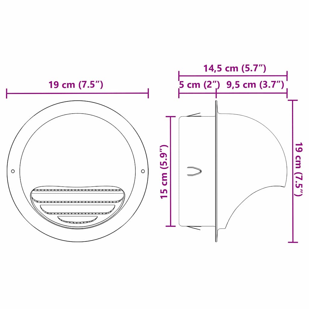 vidaXL Καπάκια Αερισμού 8 τεμ. Ασημί 150 mm Ανοξείδωτο Ατσάλι