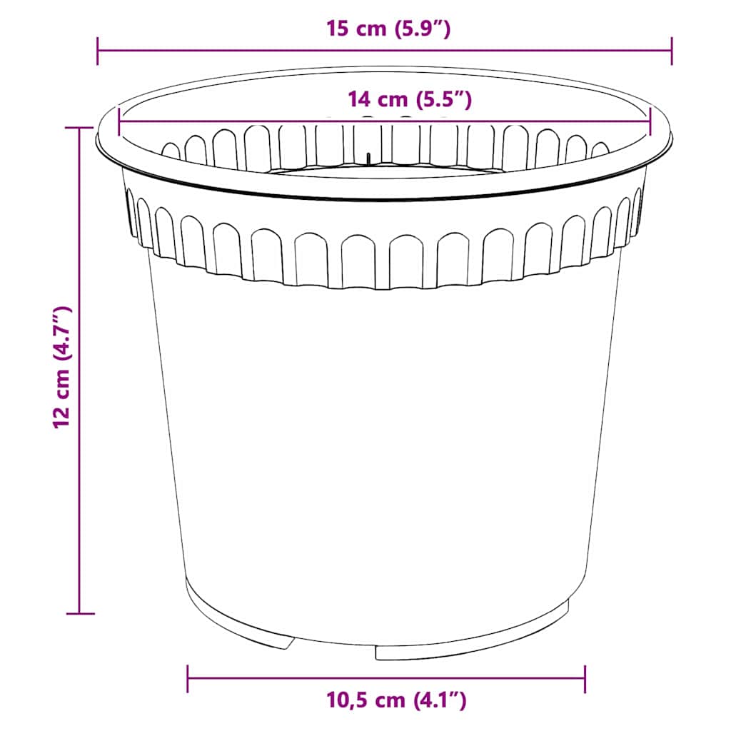 vidaXL Στρογγυλή Γλάστρα Λουλουδιών 6 pcs Μαύρο Ø 15 x 12 cm Πλαστικό