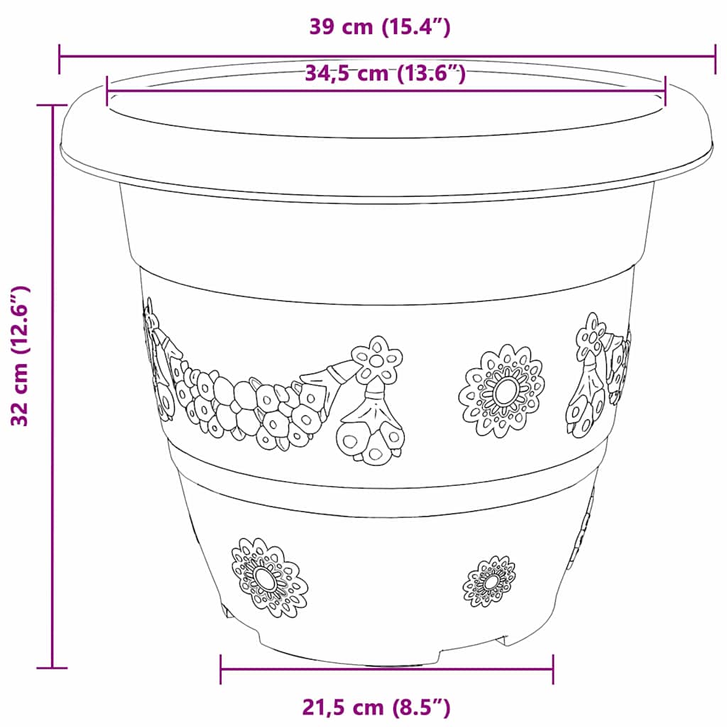 vidaXL Στρογγυλή Γλάστρα Λουλουδιών 6 pcs Μαύρο Ø 26 x 21.5 εκ.