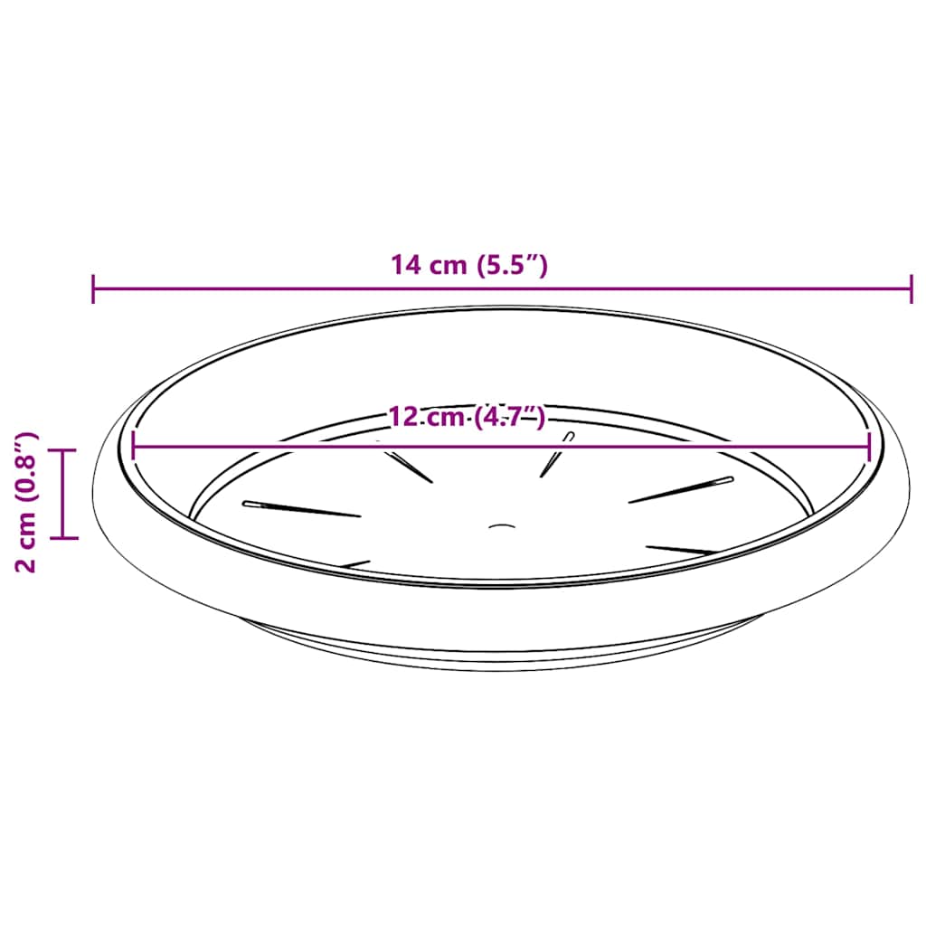 vidaXL Στρογγυλός Δίσκος Λουλουδιών 24 pcs Μαύρο Ø 14 x 2 εκ Πλαστικό