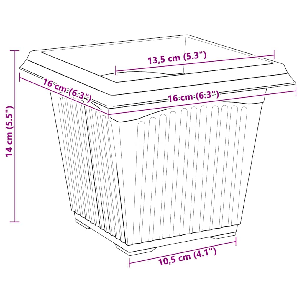 vidaXL Τετράγωνη Γλάστρα για Λουλούδια 24 pcs Κεραμιδί 16 x 16 x 14 εκ