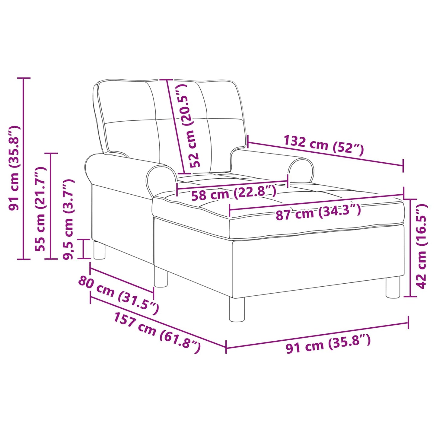vidaXL Χαλάρωση με μαξιλάρι Μαύρο 91 x 157 x 91 εκ. Τεχνητό Δέρμα