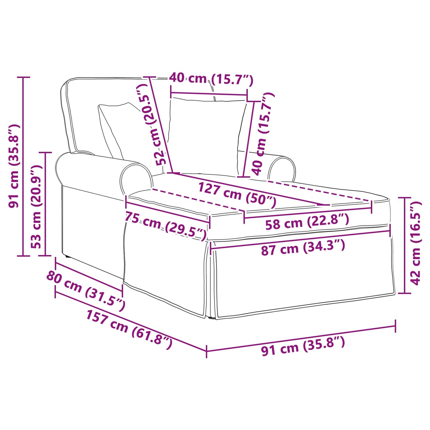 vidaXL Τσέιζ Λαζού με Φούστα 3 pcs Μπλε Υφασμάτινο Κορντουρά
