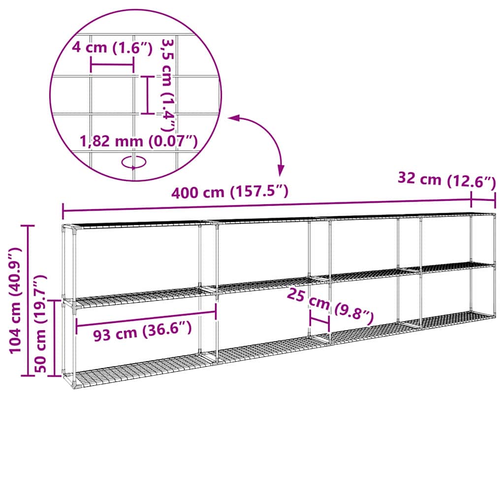 vidaXL Ράφι φυτών 3 επιπέδων Μαύρο 400 x 32 x 104 εκ. Ατσάλι