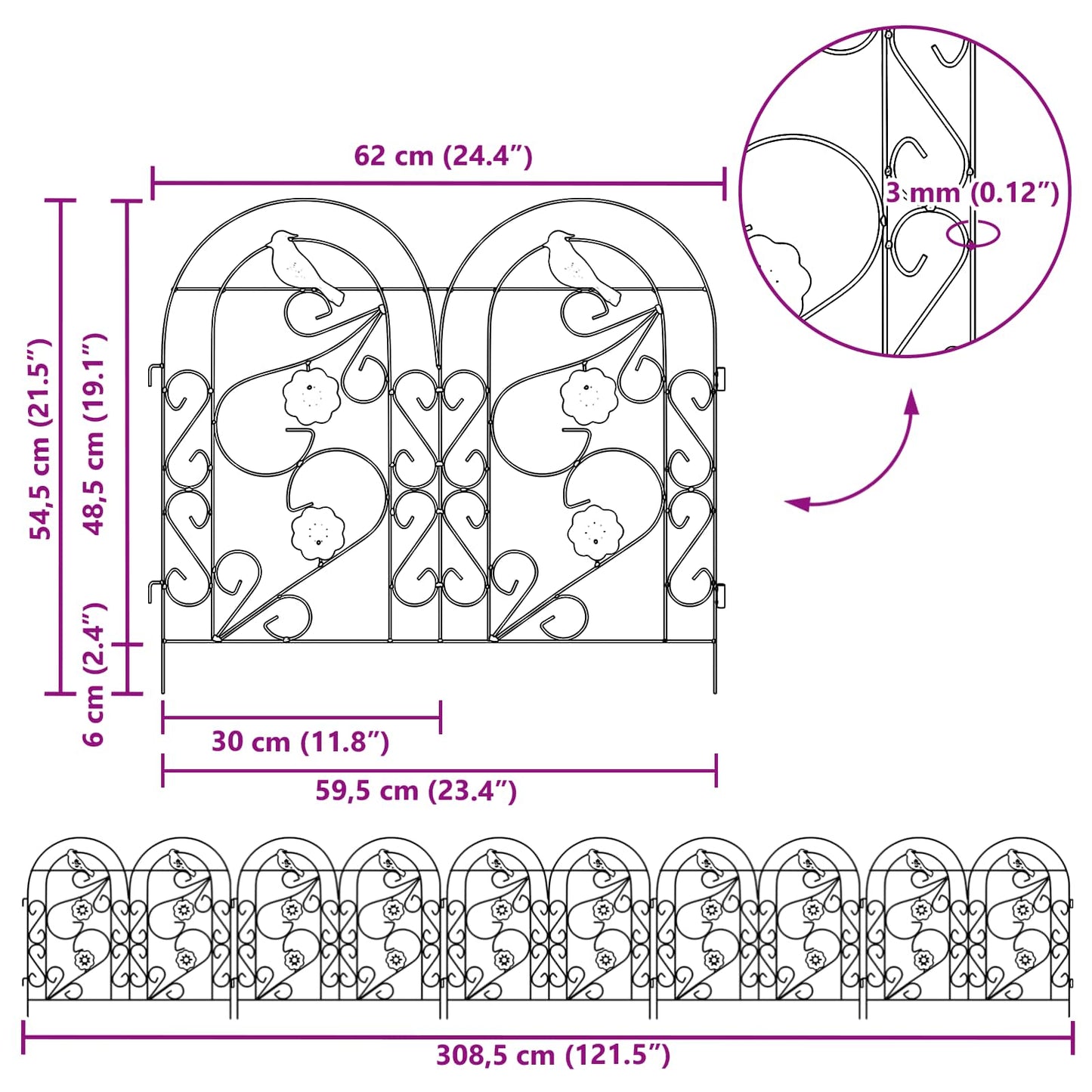 vidaXL Φράχτης Κήπου Καφασωτά Πράσινο 308,5 x 54,5 x 0,3 εκ
